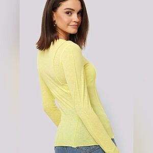 Na-Kd yellow,contrast seam jersey long sleeve tee